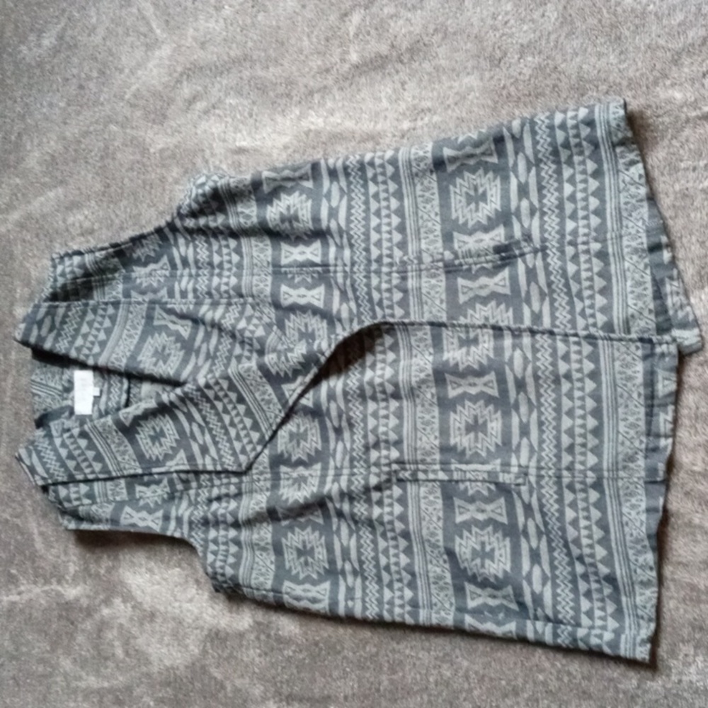 1. State open front long line tribal print vest
